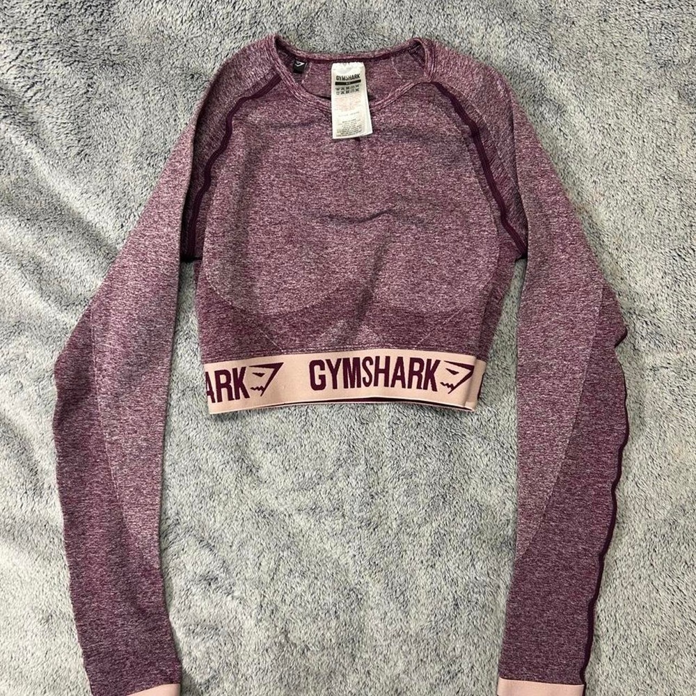 Gymshark Women's XS Seamless Long Sleeve Crop Top Purple Marl